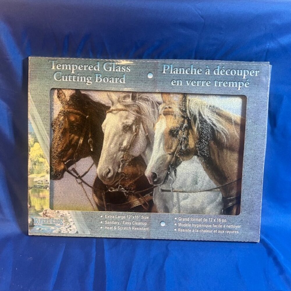 Horse Scene Cutting Board 16" wide x 12" tall Tempered Glass 017-788-C